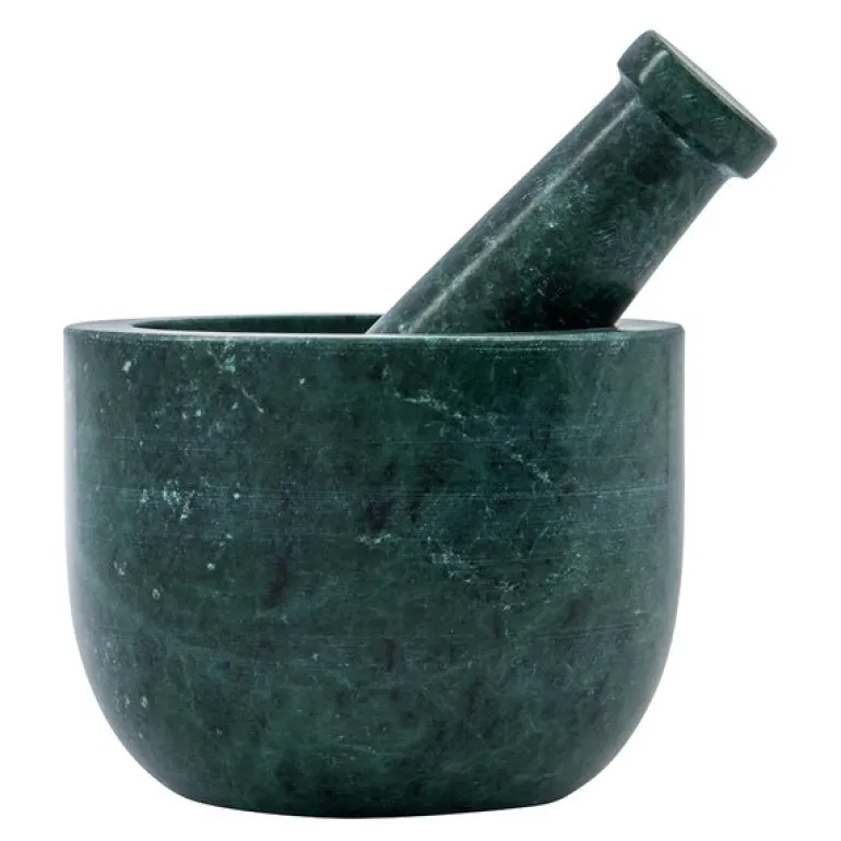Arb morter med støter 7,8x10 cm mørk grønn