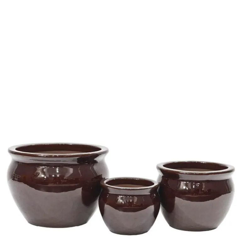 Blanka blomsterkrukke 17/23/29 cm 3 stk mørk brun