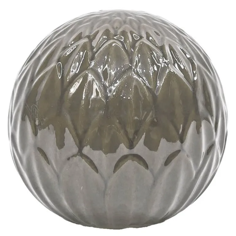 Blomma dekorball 15 cm grå