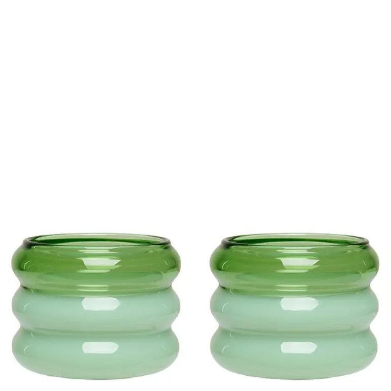 Bubble. telysholder 2 stk 5,6 cm green/milky green