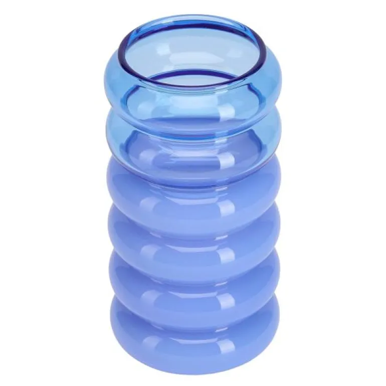 Bubble vase/lysestake 13,5 cm blå
