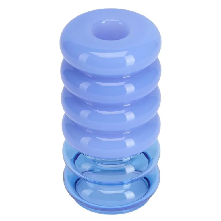 Bubble vase/lysestake 13,5 cm blå