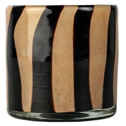 Calore lyslykt 10x10 cm beige/svart stripe