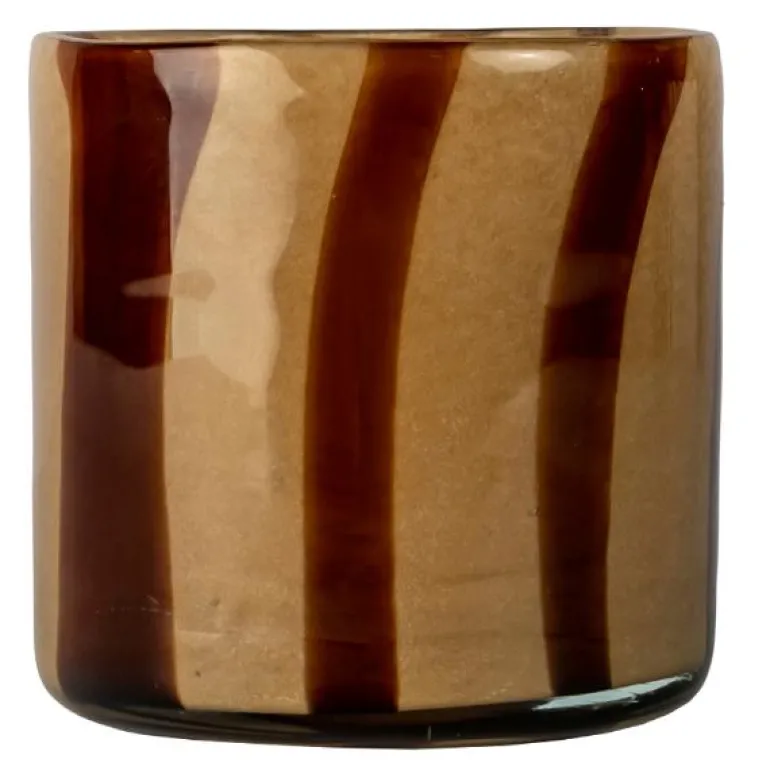 Calore lyslykt 10x10 cm beige/brun stripe