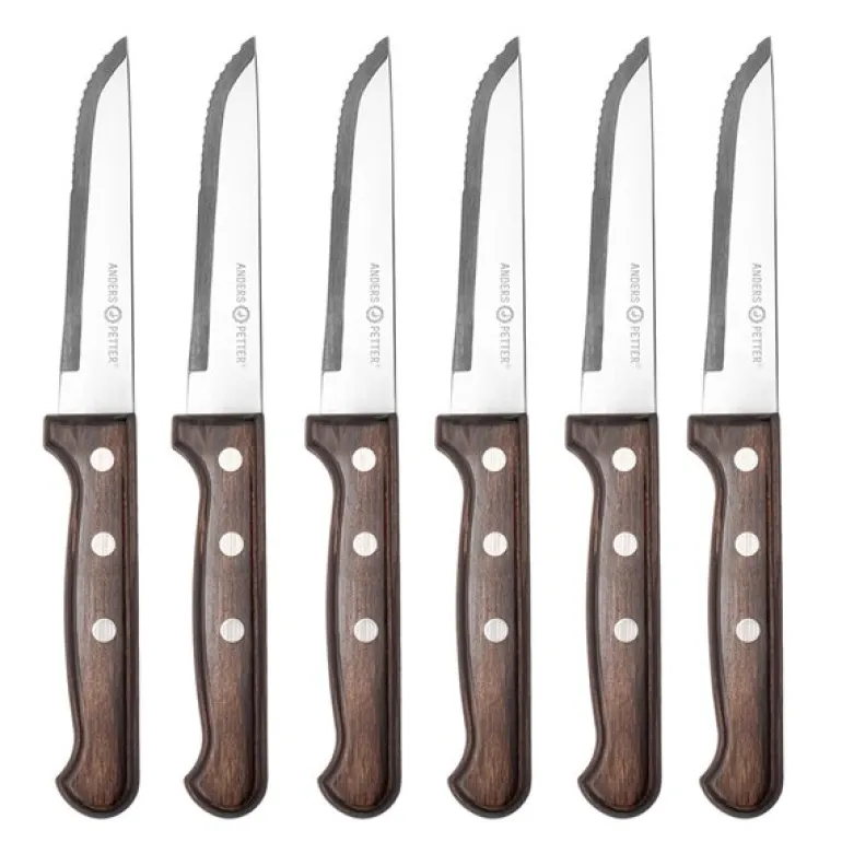 Classic biffkniv 6 stk natur/blank