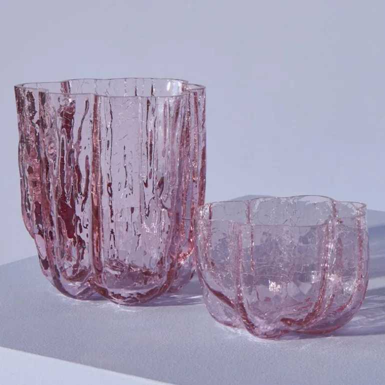 Crackle lyslykt 5,8 cm rosa