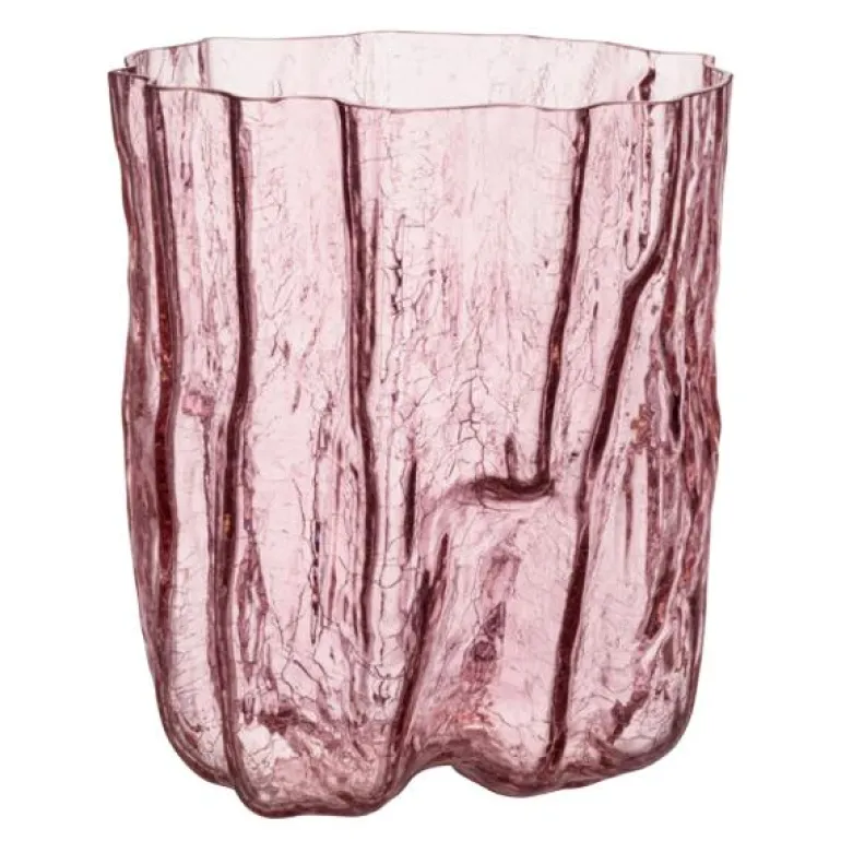 Crackle vase 28 cm rosa