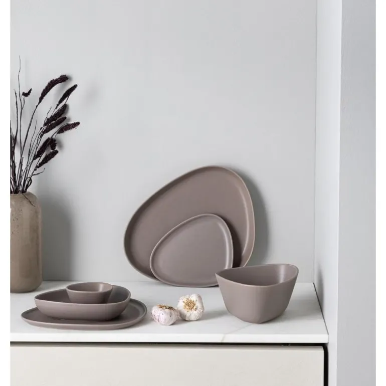 Curve Stoneware dyp tallerken 22x19 cm varm grå