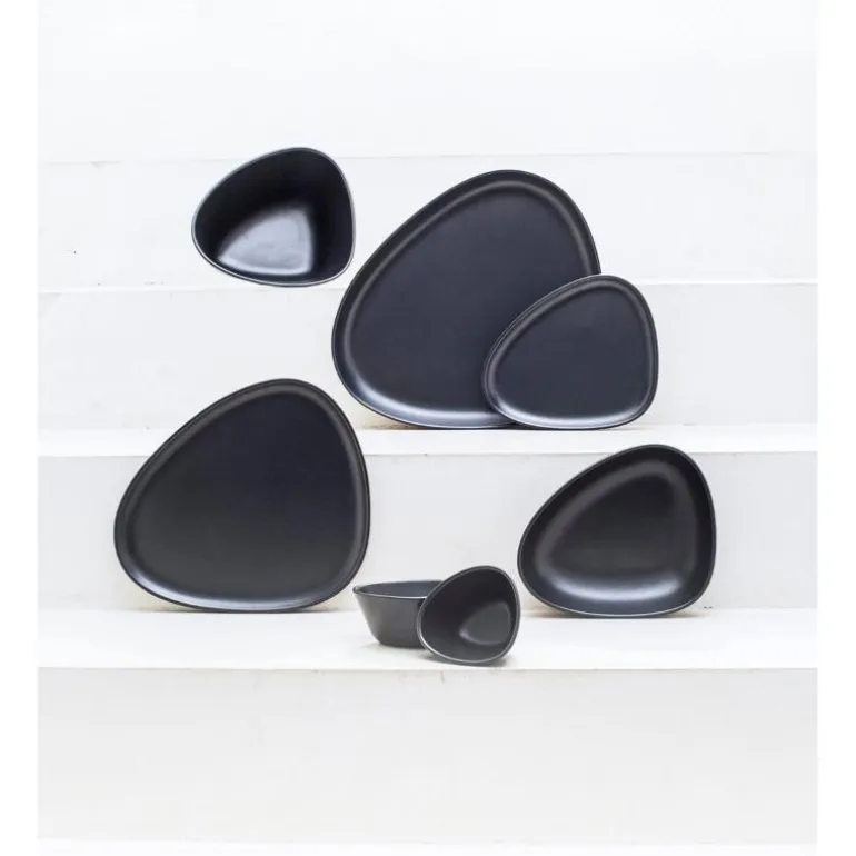 Curve Stoneware frokosttallerken 22x19 cm svart