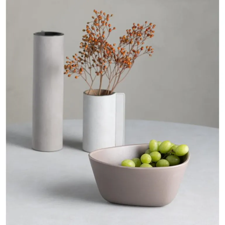 Curve Stoneware serveringsskål 22x20 cm varm grå