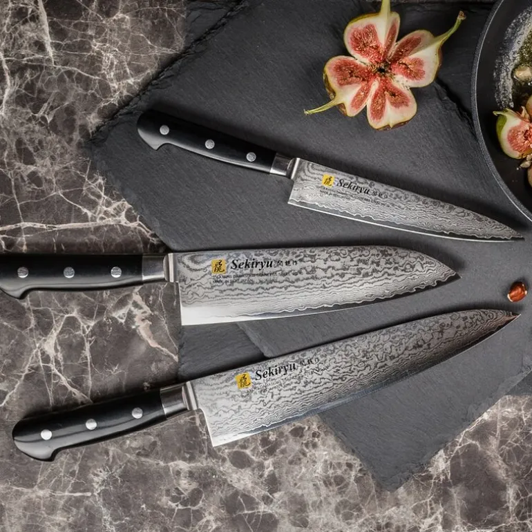 Damask santokukniv 18 cm svart