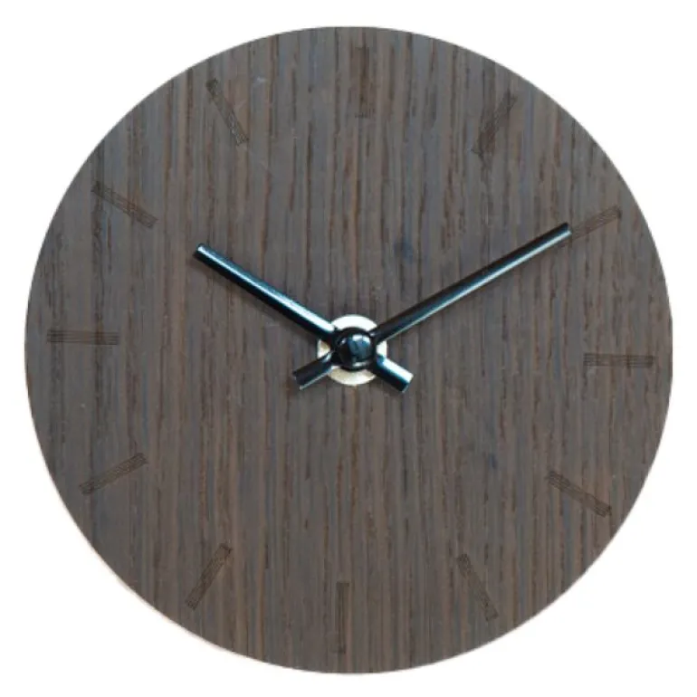 Dark Oak klokke 12 cm mørk eik m/svart viser