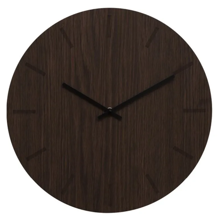 Dark Oak veggklokke 38 cm mørk eik m/svart viser