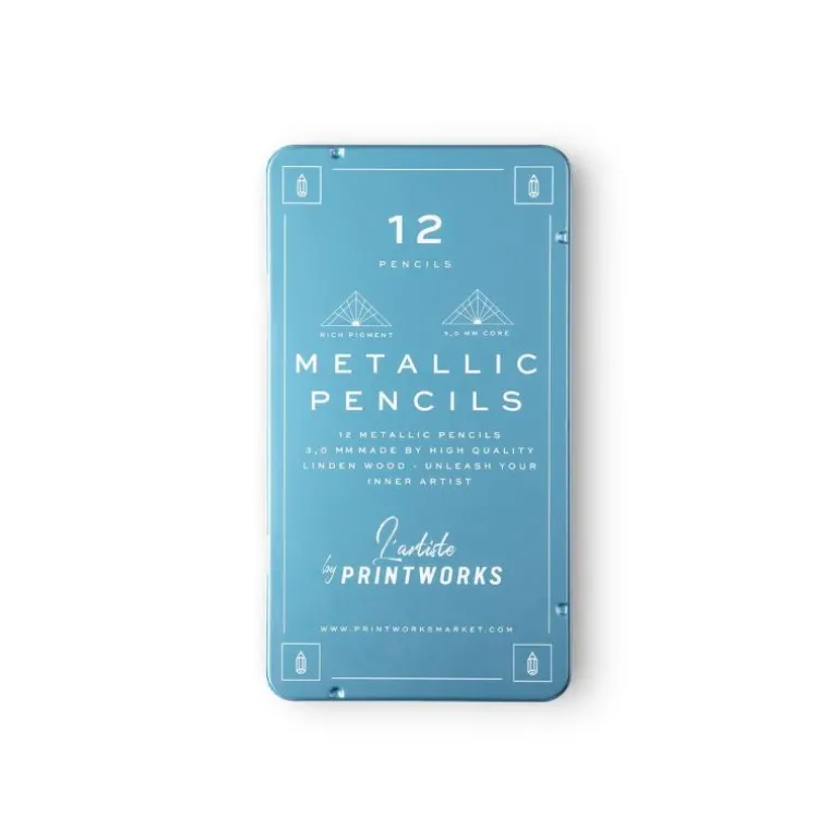 Fargepenner 12 stk metallc
