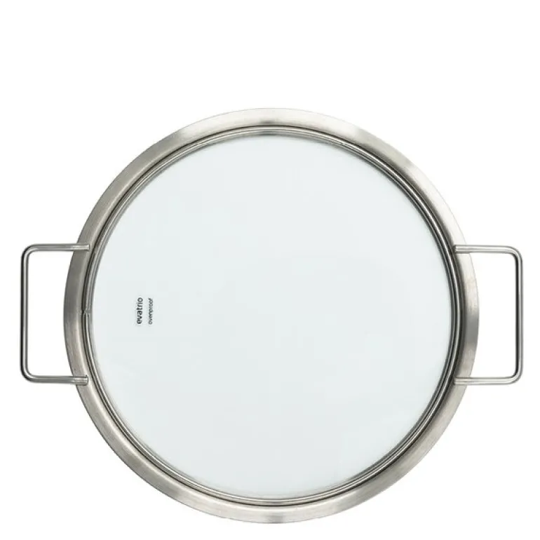 Glasslokk 24 cm børstet stål