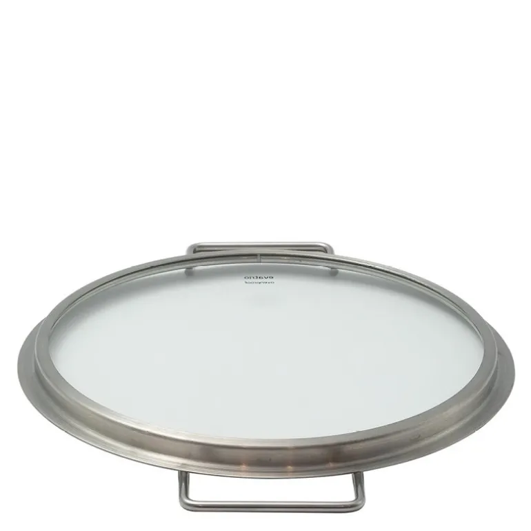 Glasslokk 24 cm børstet stål