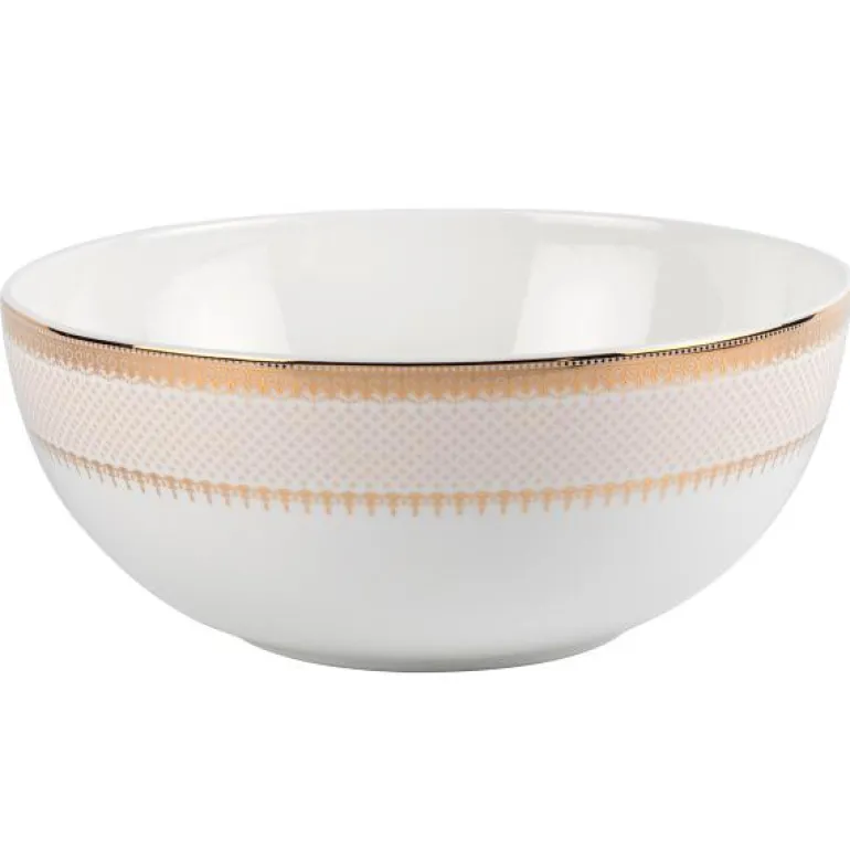 Gold grande skål 23 cm hvit/gull