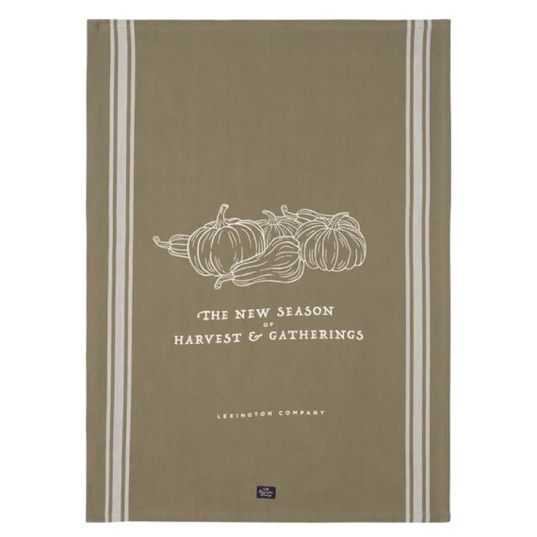 Harvest & Gatherings kjøkkenhåndkle organisk bomull 50x70 cm oliven/hvit