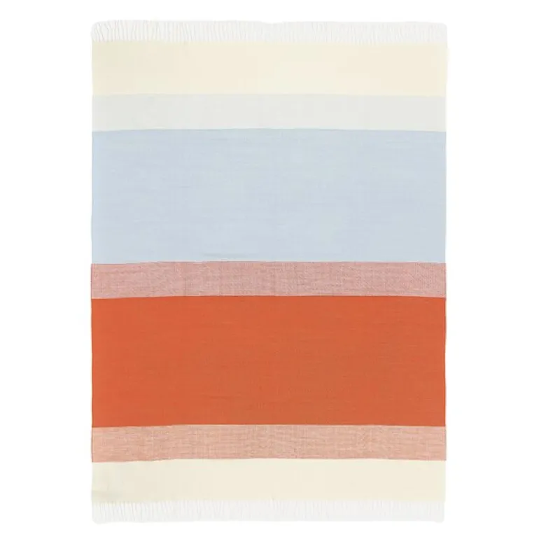Hennika pledd 120x180 cm orange/hvit/blå