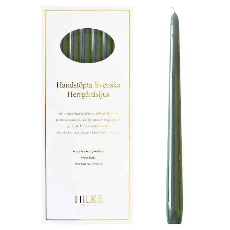 Herregårdslys 30 cm 6 stk antikk grønn