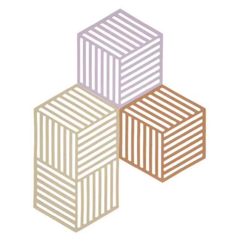 Hexagon bordskåner 3 stk 24 cm lupine/warm sand/light terracotta