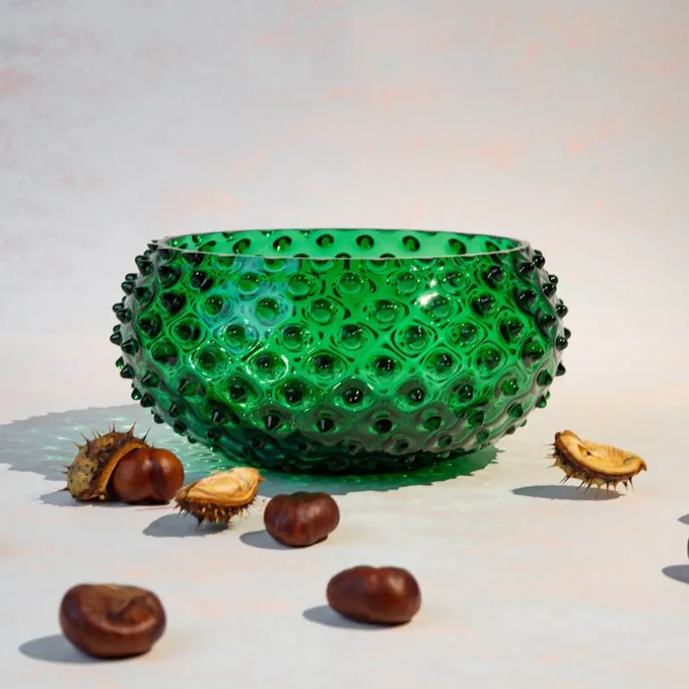 Hobnail skål 23 cm dark green