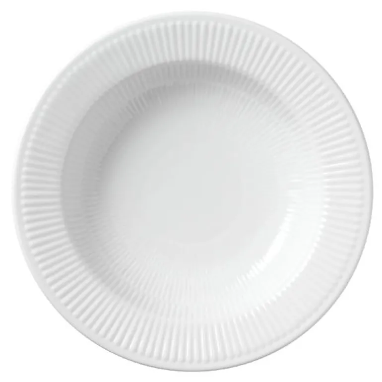 Hvit Riflet pastatallerken 30 cm
