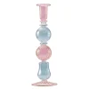 Illume lysestake 25 cm rosa/blå