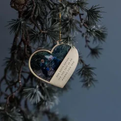 Julepynt hjerte m/fotoramme mamma 7x0,5 cm 14K gull