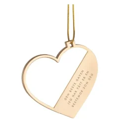 Julepynt hjerte m/fotoramme bestemor 7x0,5 cm 14K gull