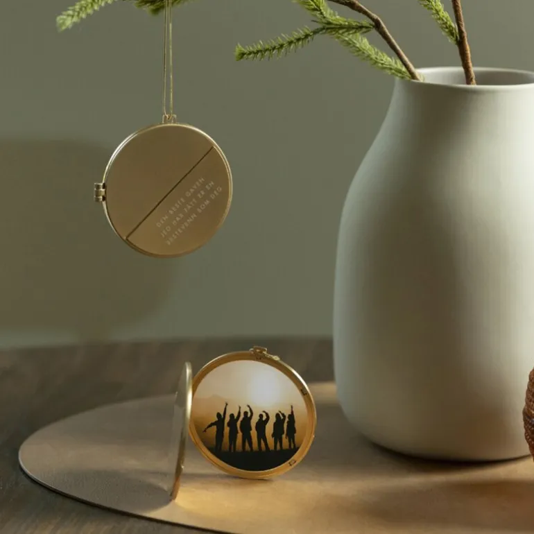Julepynt medaljong m/fotoramme 7x7 cm bestevenn gull