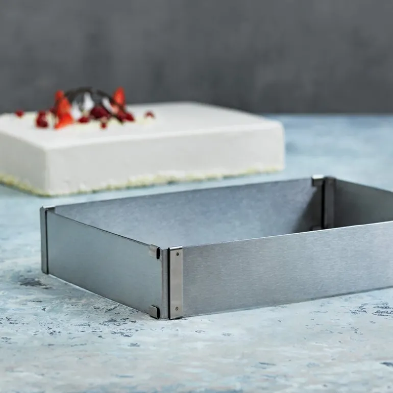 Justerbar rektangulær kakeform 18x25x5 rustfritt stål