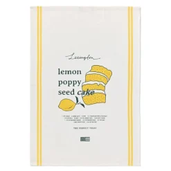 Kjøkkenhåndkle lemon poppy 50x70 cm hvit/gul