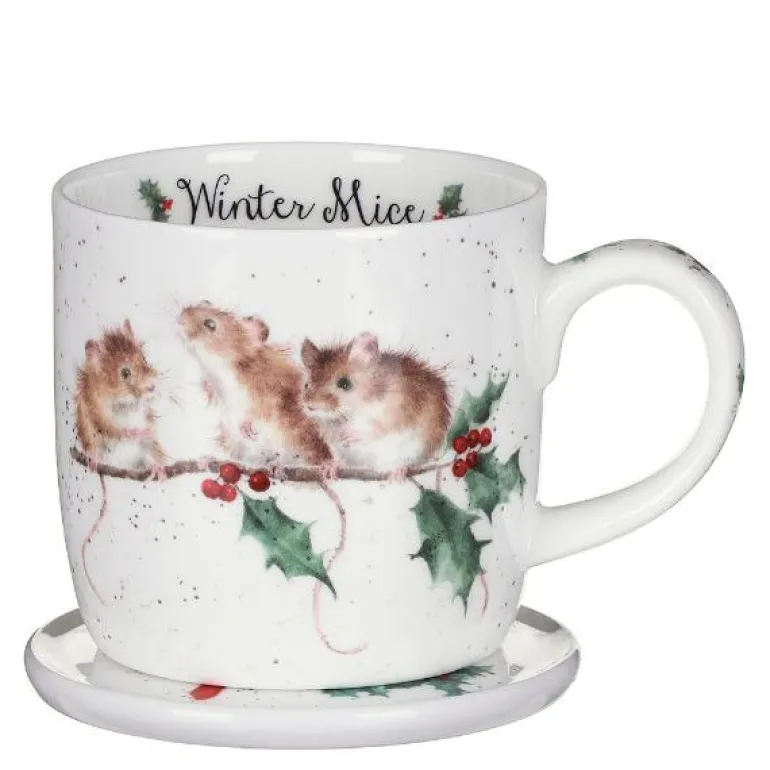 Kopp & underlag winter mice 31 cl