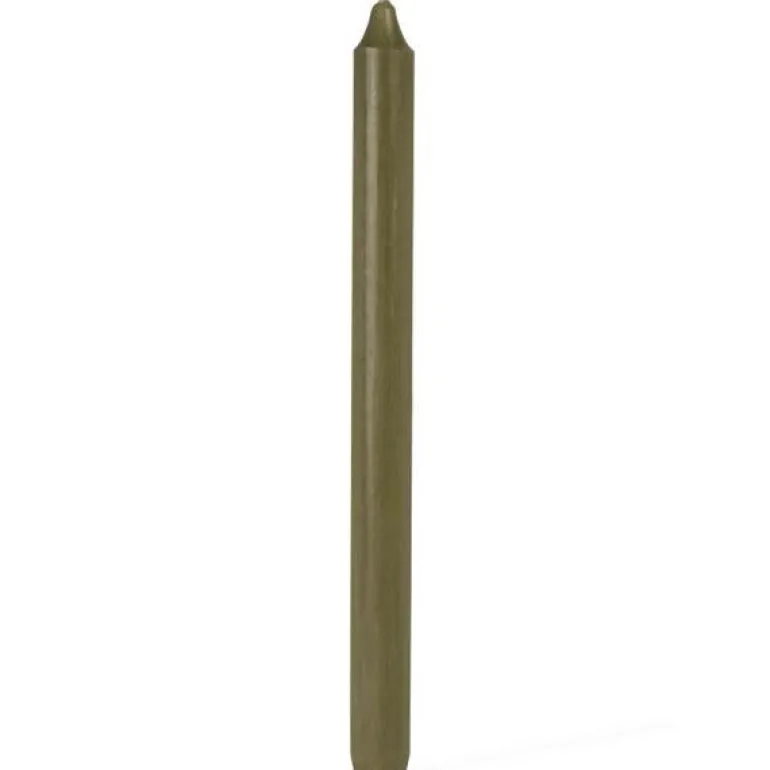 Kronelys 28 cm mørk oliven