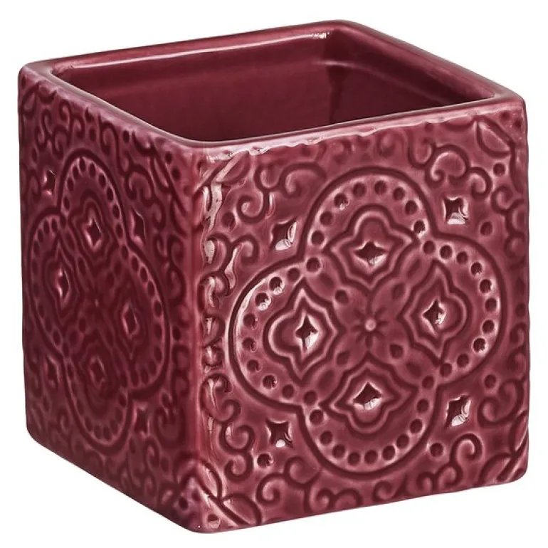 Kub Orient bolle 6x6 cm vinrød
