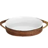 Kurv oval 26x19 cm lys/mørk brun