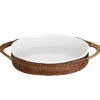 Kurv oval 31x23 cm lys/mørk brun