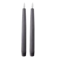 LED kronelys 2,2x22 cm 2 stk dark gray