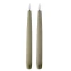 LED kronelys 2,2x22 cm 2 stk green leaf