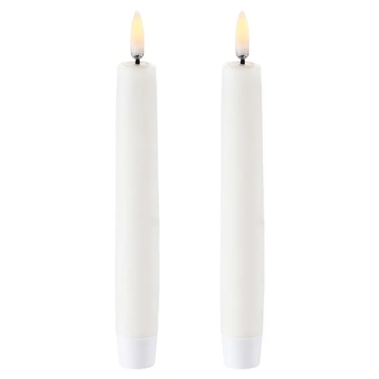 LED kronelys 15,5x2,3 cm 2 stk hvit