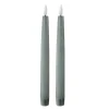 LED kronelys 2,2x22 cm 2 stk sage