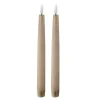 LED kronelys 2,2x22 cm 2 stk taupe