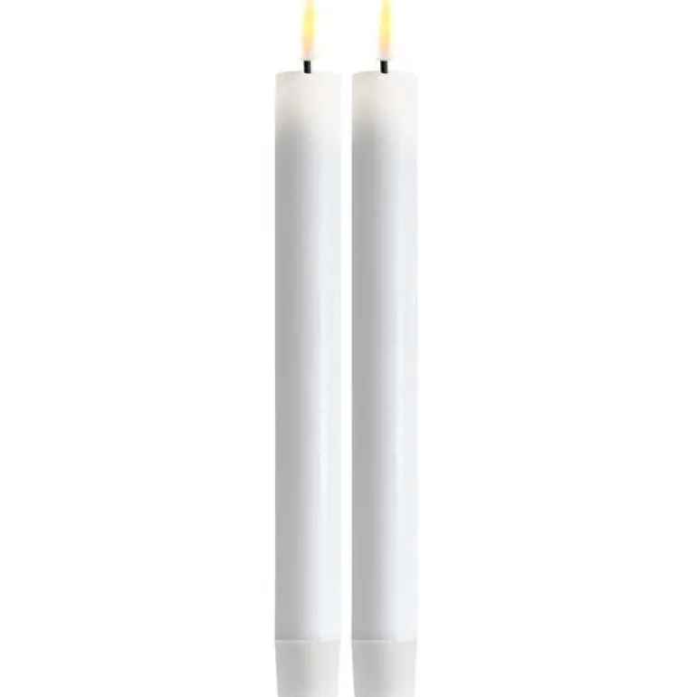 LED kronelys 2x24 cm hvit