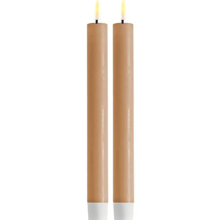 LED kronelys 2x24 cm karamell