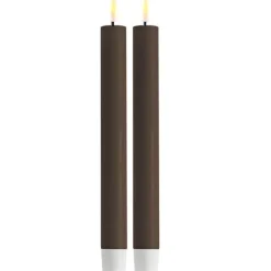 LED kronelys 2x24 cm mokka