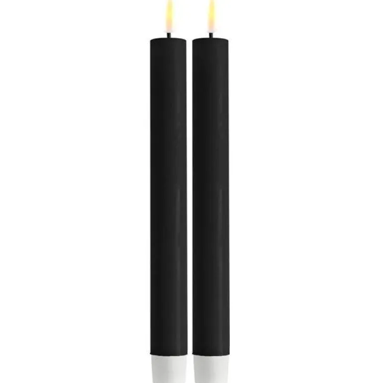 LED kronelys 2x24 cm svart