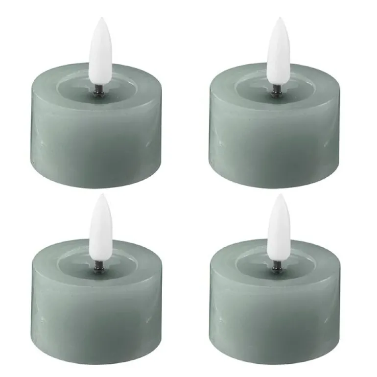 LED telys 4,5x2,5 cm 4 stk sage