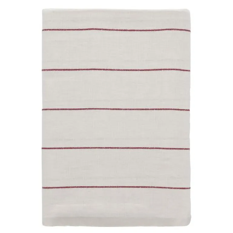 Line duk 140x220 cm offwhite/red