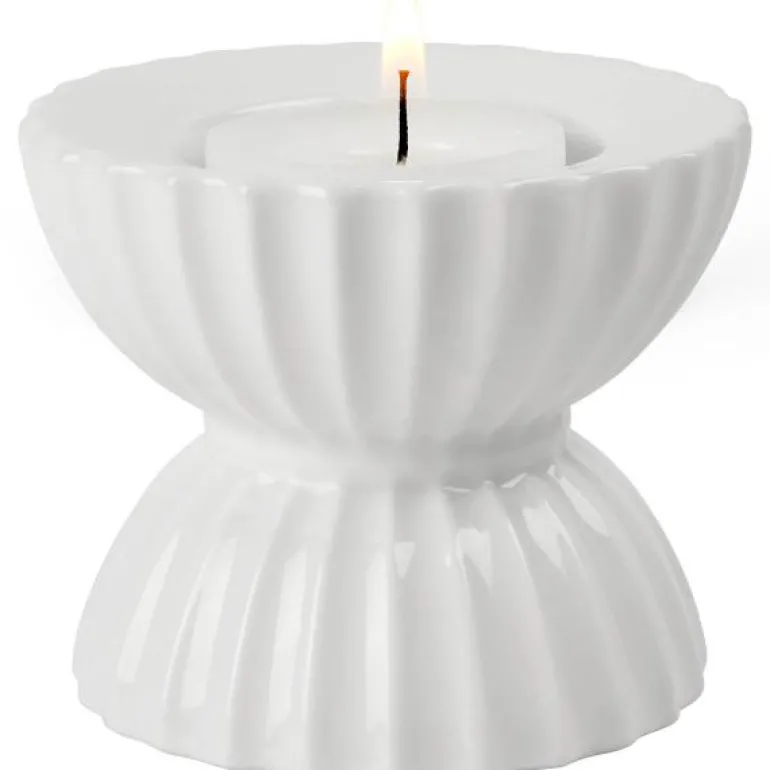 Lyngby Tura telyslykt 8 cm hvit